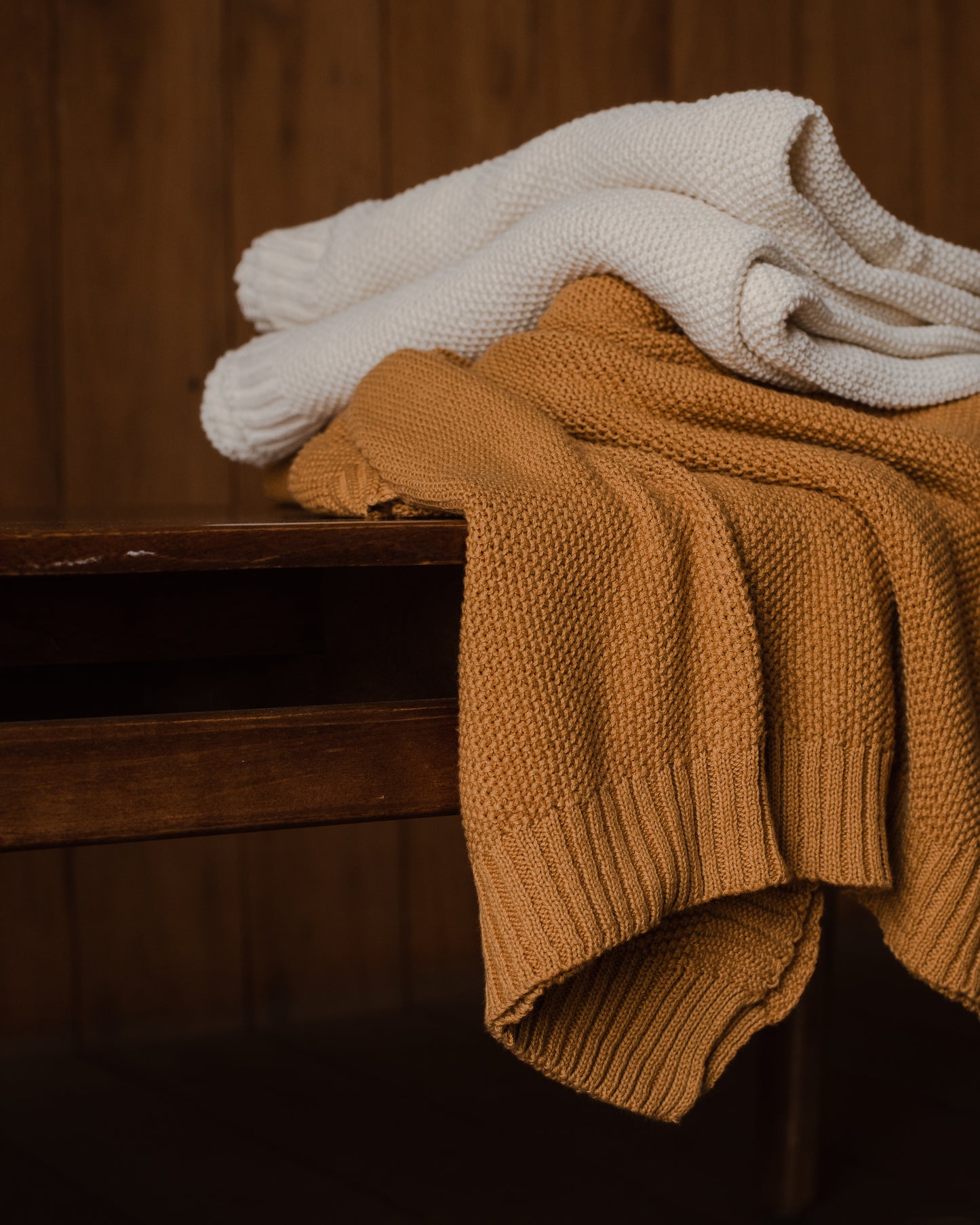 Mustard Knit Throw