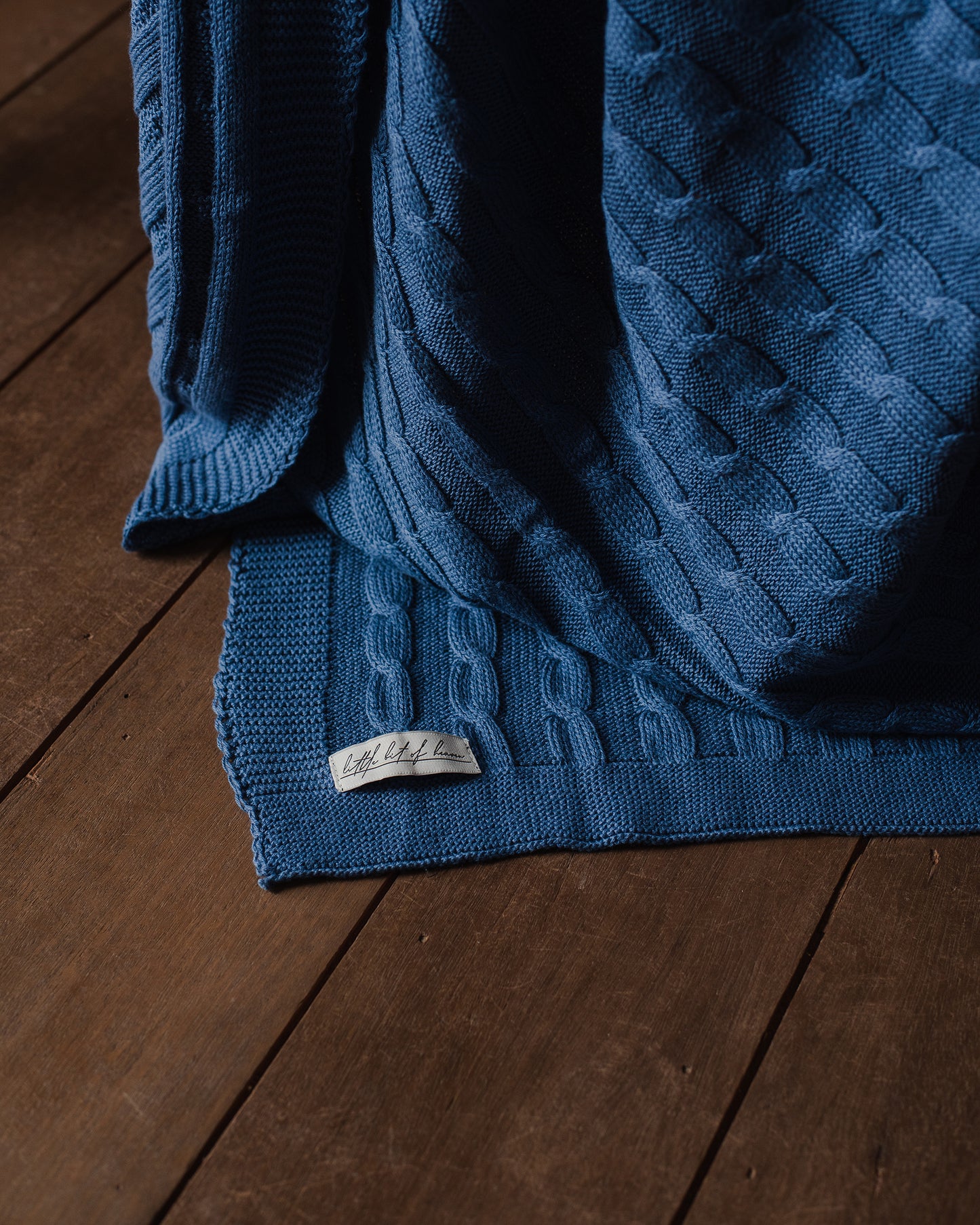 Blue Cable Knit Throw