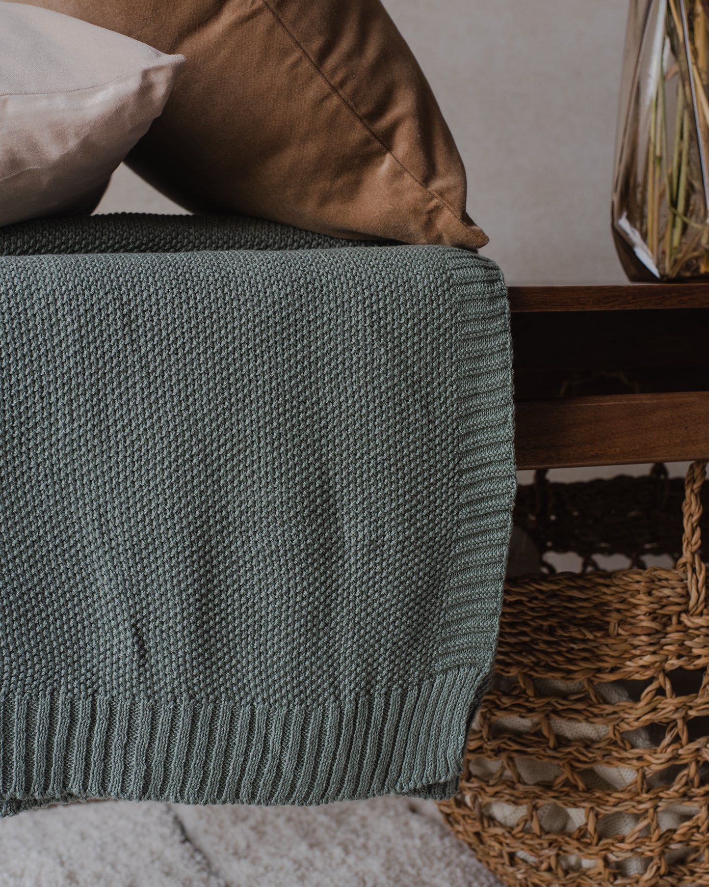 Sage Green Knit Throw