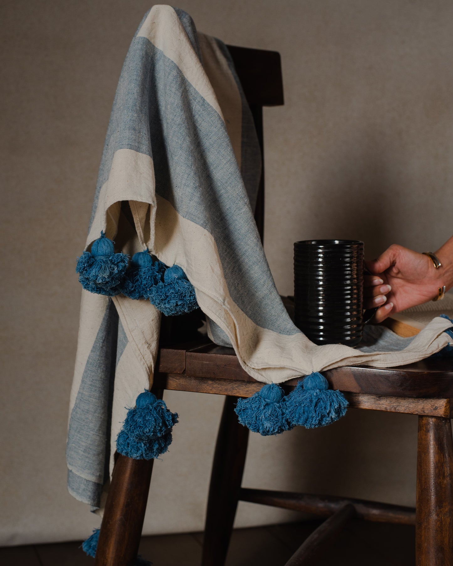 Blue Kala Cotton Throw