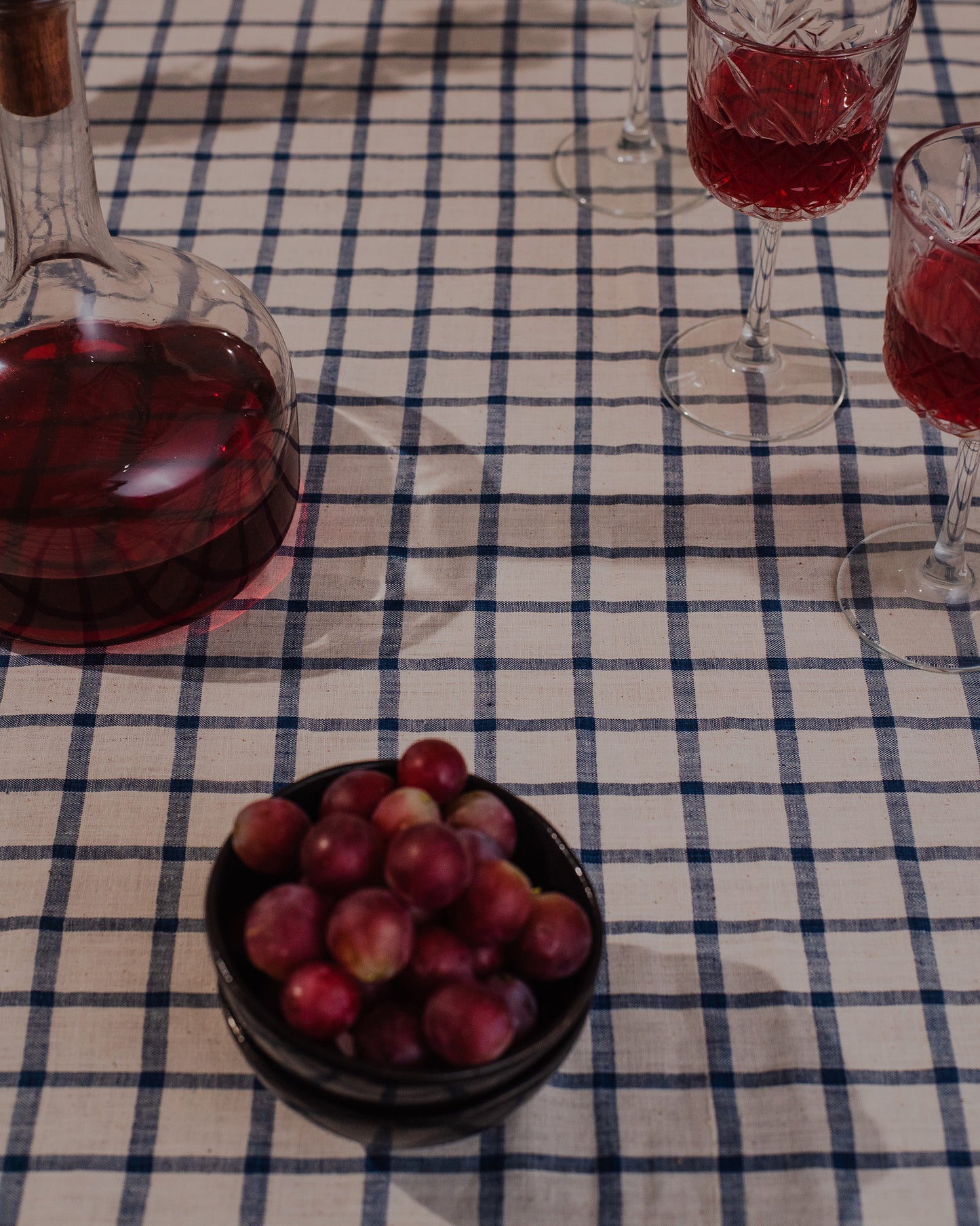 Gingham and lace khadi cotton table cloth