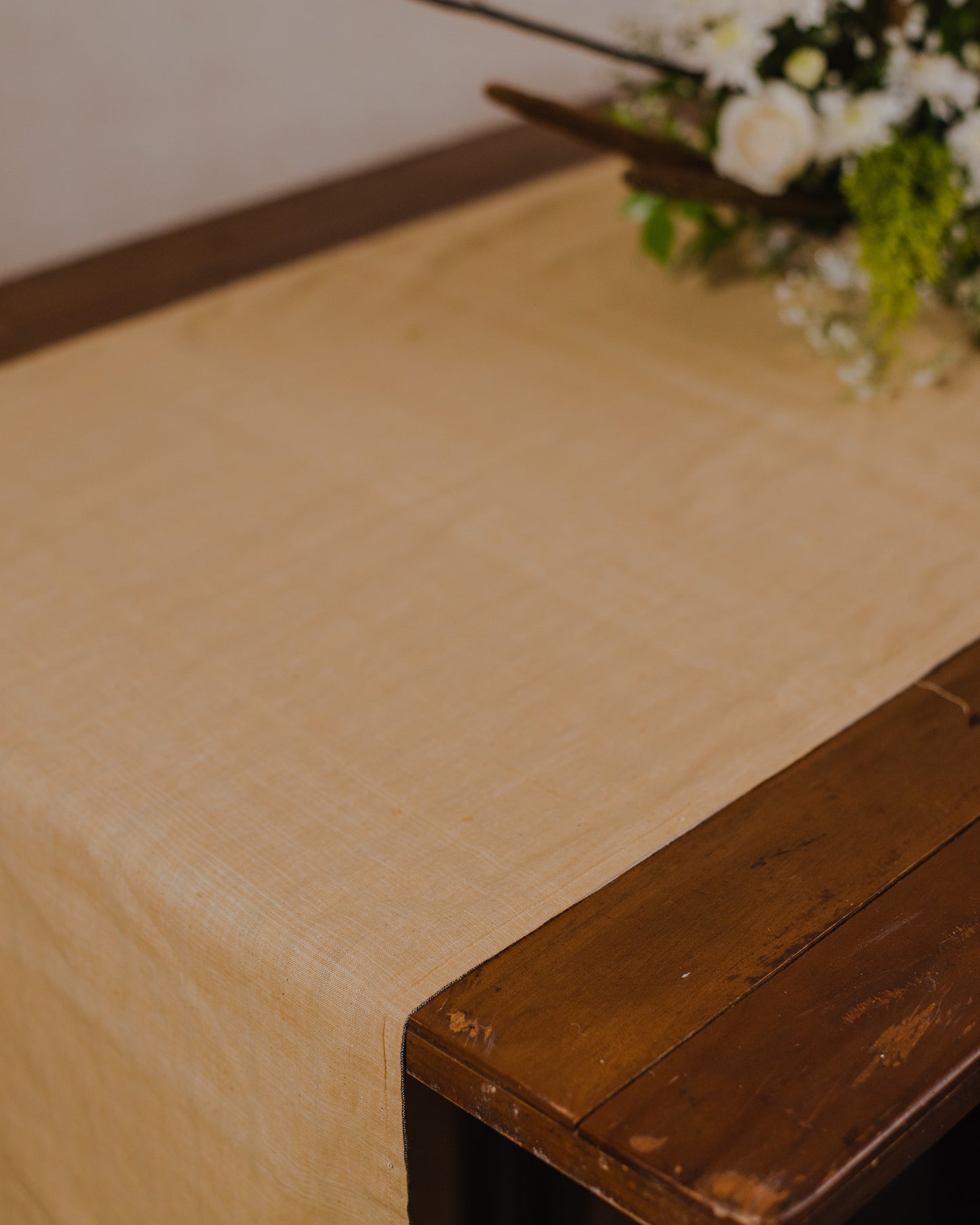 Yellow reversible khadi cotton table runner