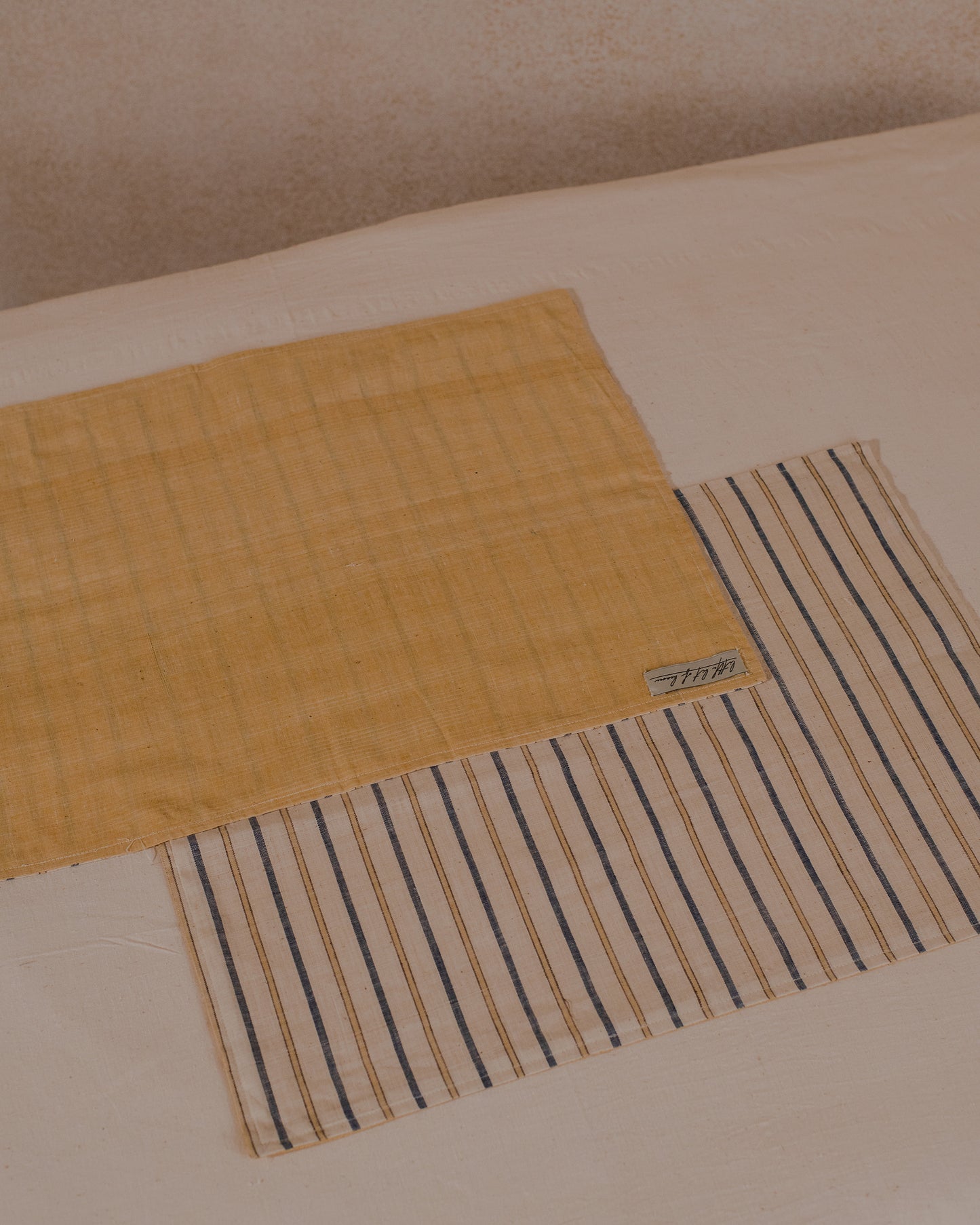 Yellow reversible khadi cotton Placemat (set of 2)