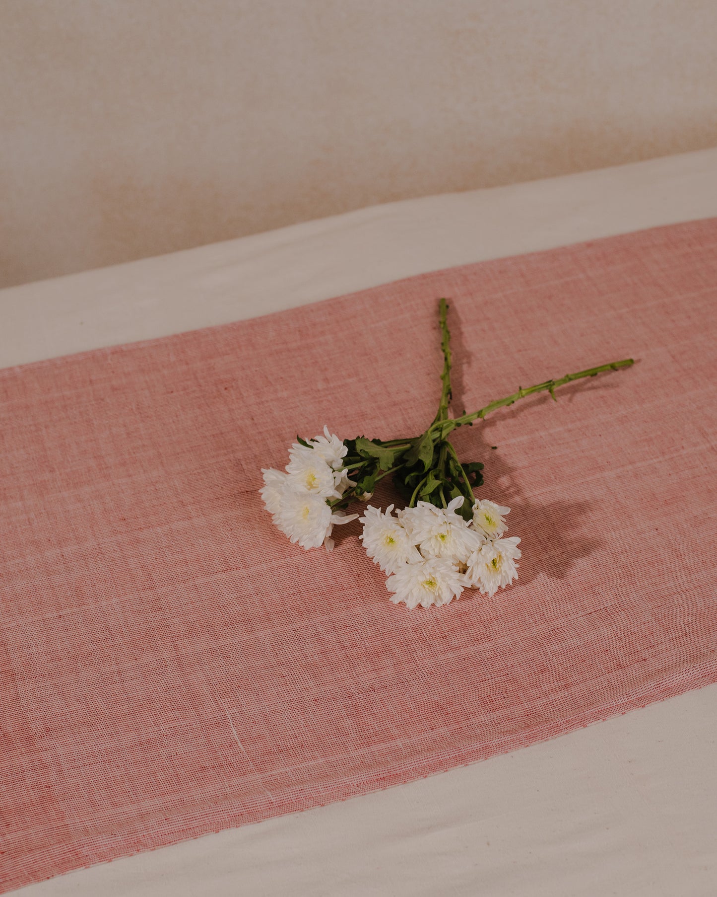 Pink reversible khadi cotton table runner